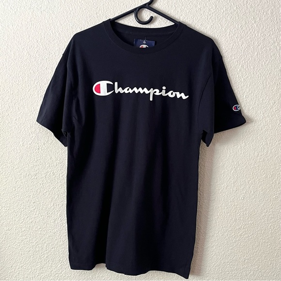 Champion Navy Blue Crew Neck Short Sleeve Tee Casual Athletic Wear Mens Size M - Picture 2 of 7